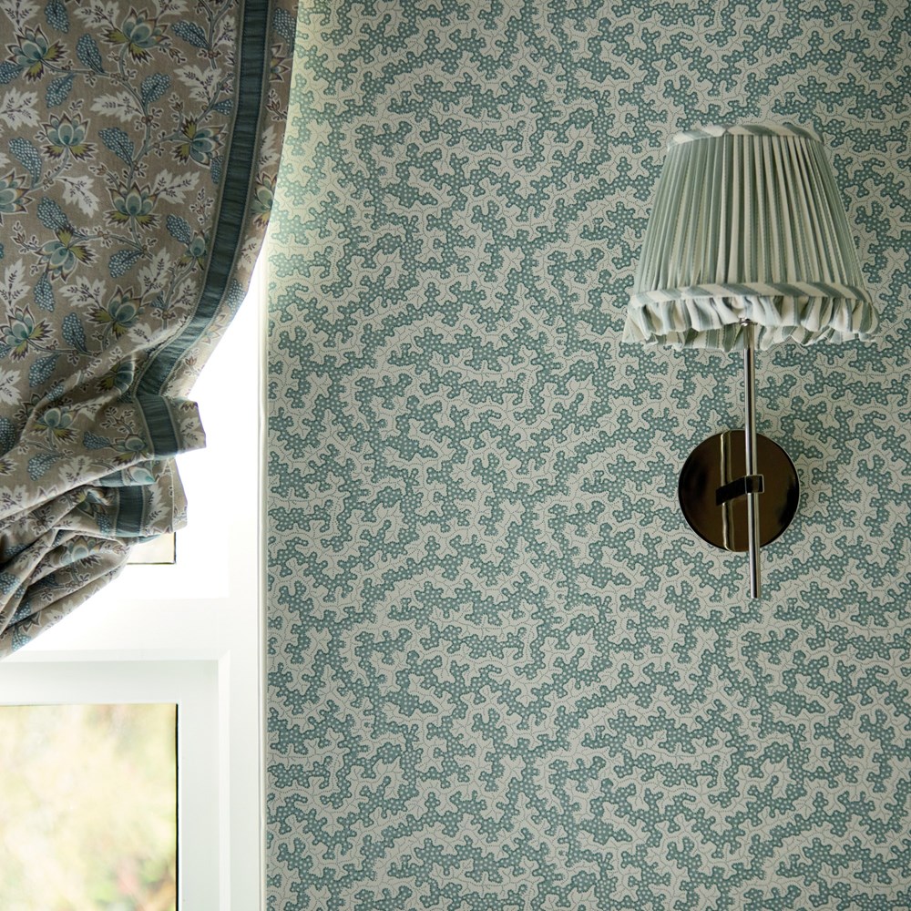 Truffle Wallpaper 217241 by Sanderson in Blue Clay